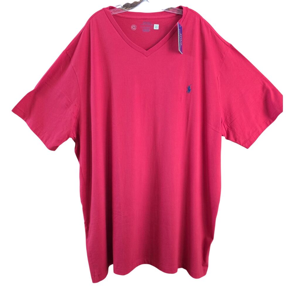 NEW POLO Ralph Lauren Vneck Pull Over T-SHIRT Red 3XL TALL